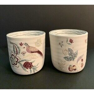 Good Earth Homemade Stoneware India Tea Cup Yasmin Collection Signed Set of 2